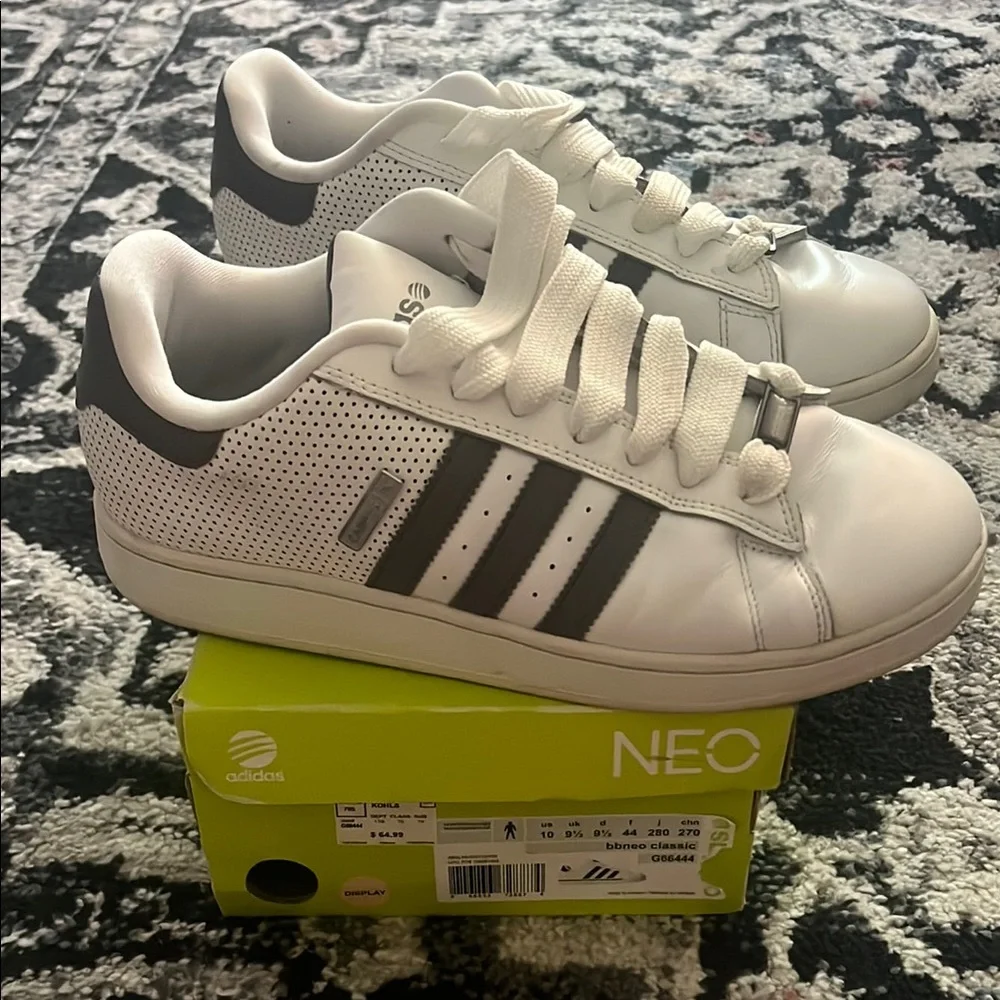 Adidas Neo White Sneakers with Black Stripes